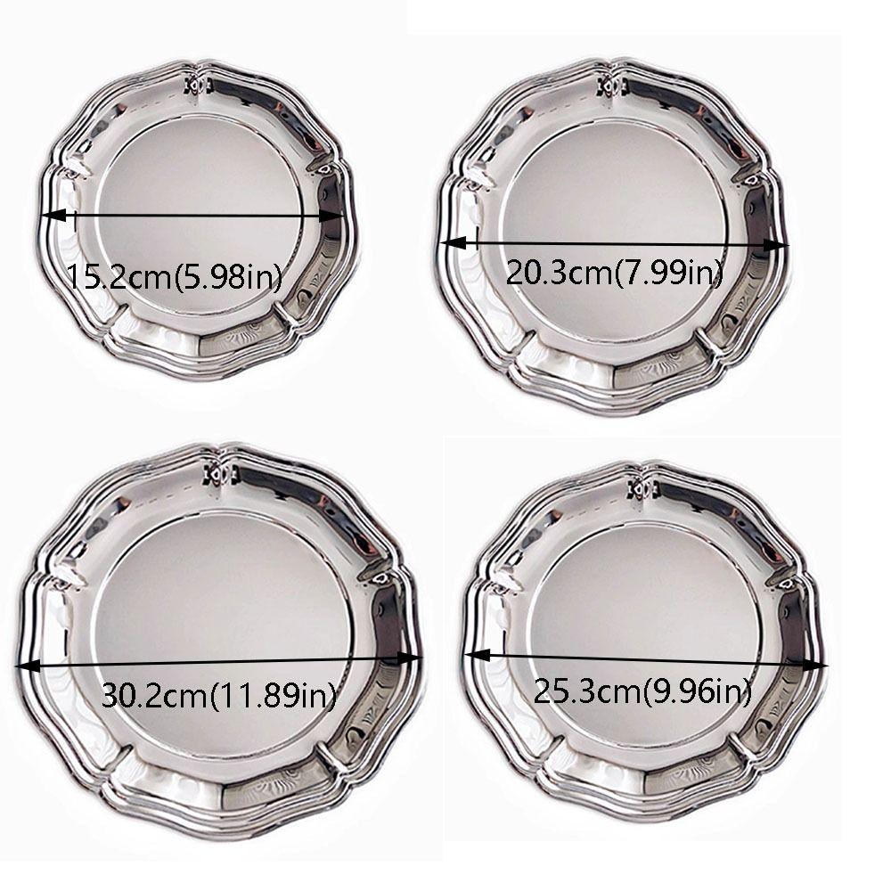 Mirror Surface Stainless Steel Cake Tray Silver Color Jewelry Display Tray  Jewelry Storage