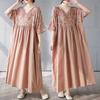 Cotton and Linen Summer Patchwork Retro Style Dress Long Skirt