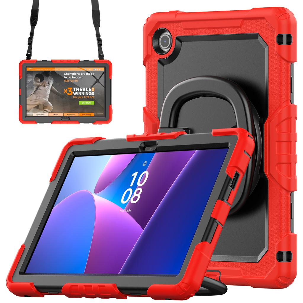For Lenovo Tab 10.1 (2025) TB-311XU/Tab TB311FU Kickstand Case PC+Silicone Tablet Cover with Shoulder Strap