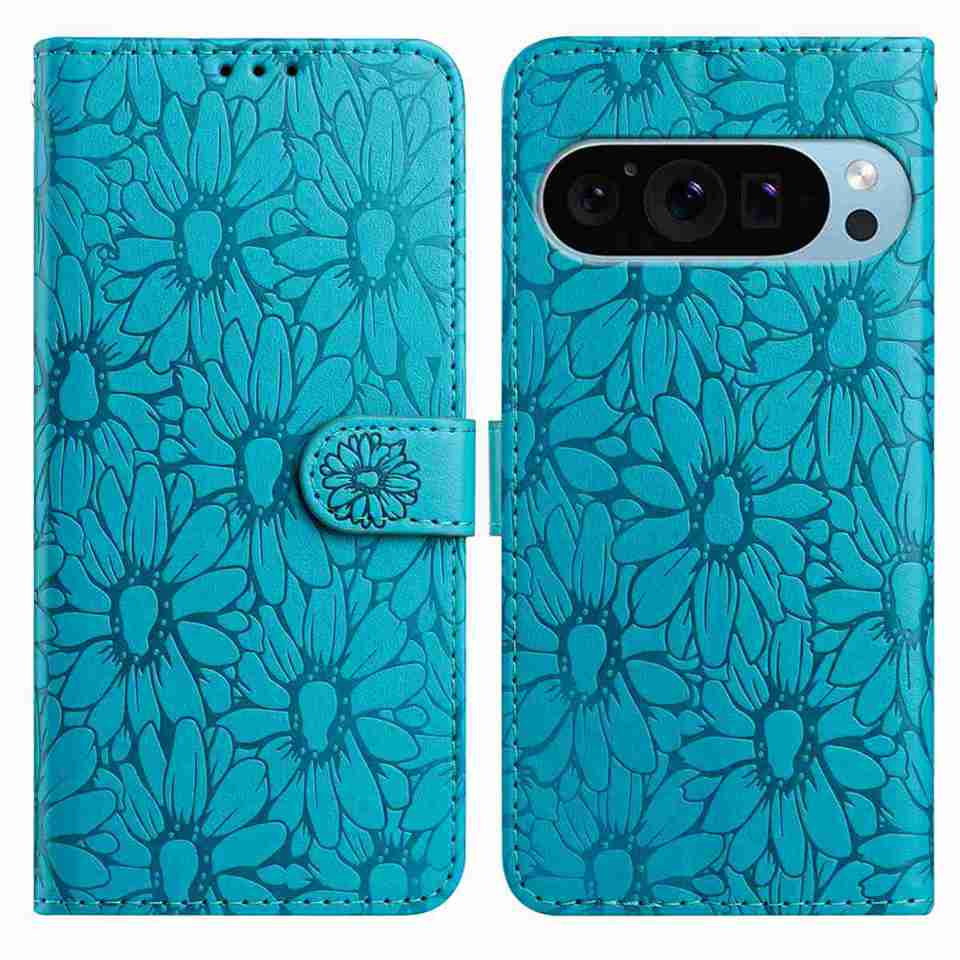10-Color Daisy Embossed Flip Card Case for Google Pixel 6,Pixel 7,Pixel 8,Pixel 9,Pixel 10 series...