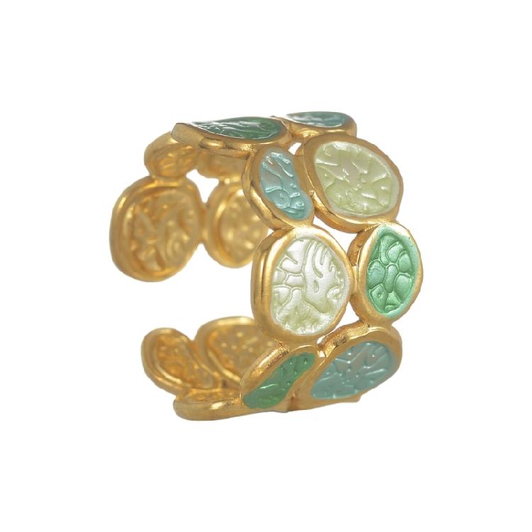 Modischer Offener Ring mit zwei Ebenen aus Edelstahl, Verstellbarer Schmuck, Einzigartiges Kreisförmiges Design, Für den täglichen Gebrauch, Geschenk