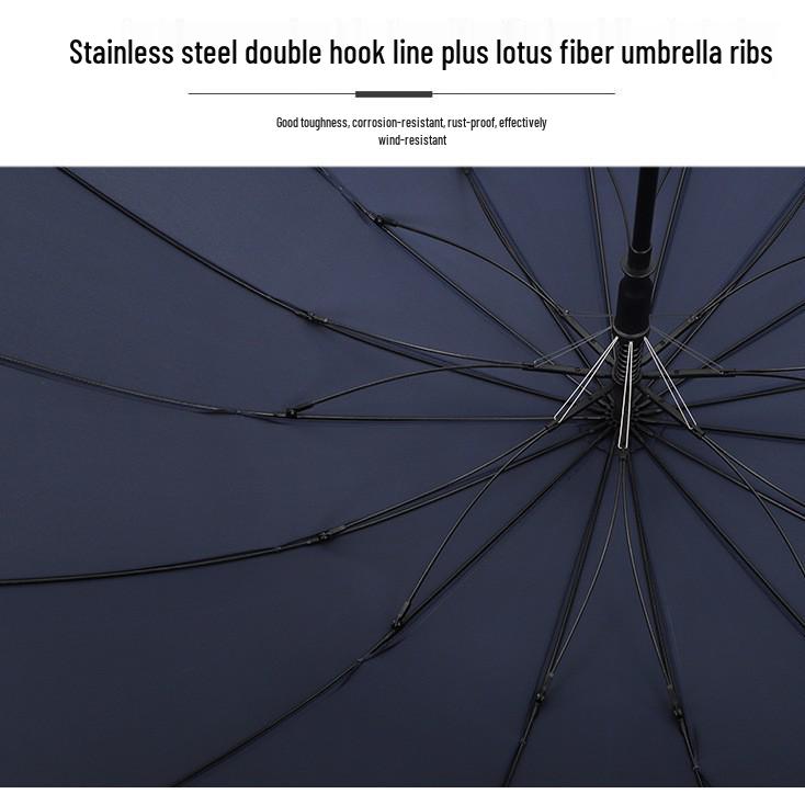 Men's Luxury Windproof 16-Rib Wooden Handle Golf Umbrella