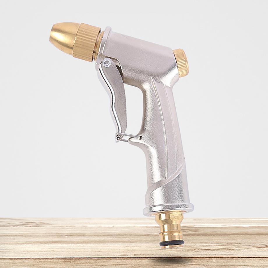 

High Pressure Car Washing Water Gun, Garden Watering Tool, Copper Plated Aluminum Alloy Frosted Electroplating Water Gun Head