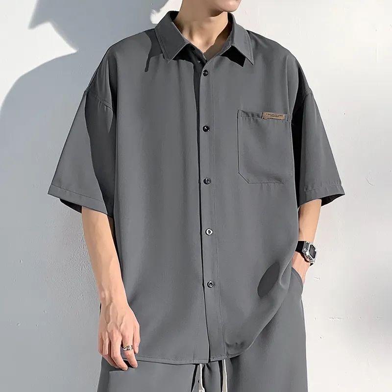 Pánské a dámské letní volné tričko s krátkým rukávem z ledového hedvábí, vysoce kvalitní bunda