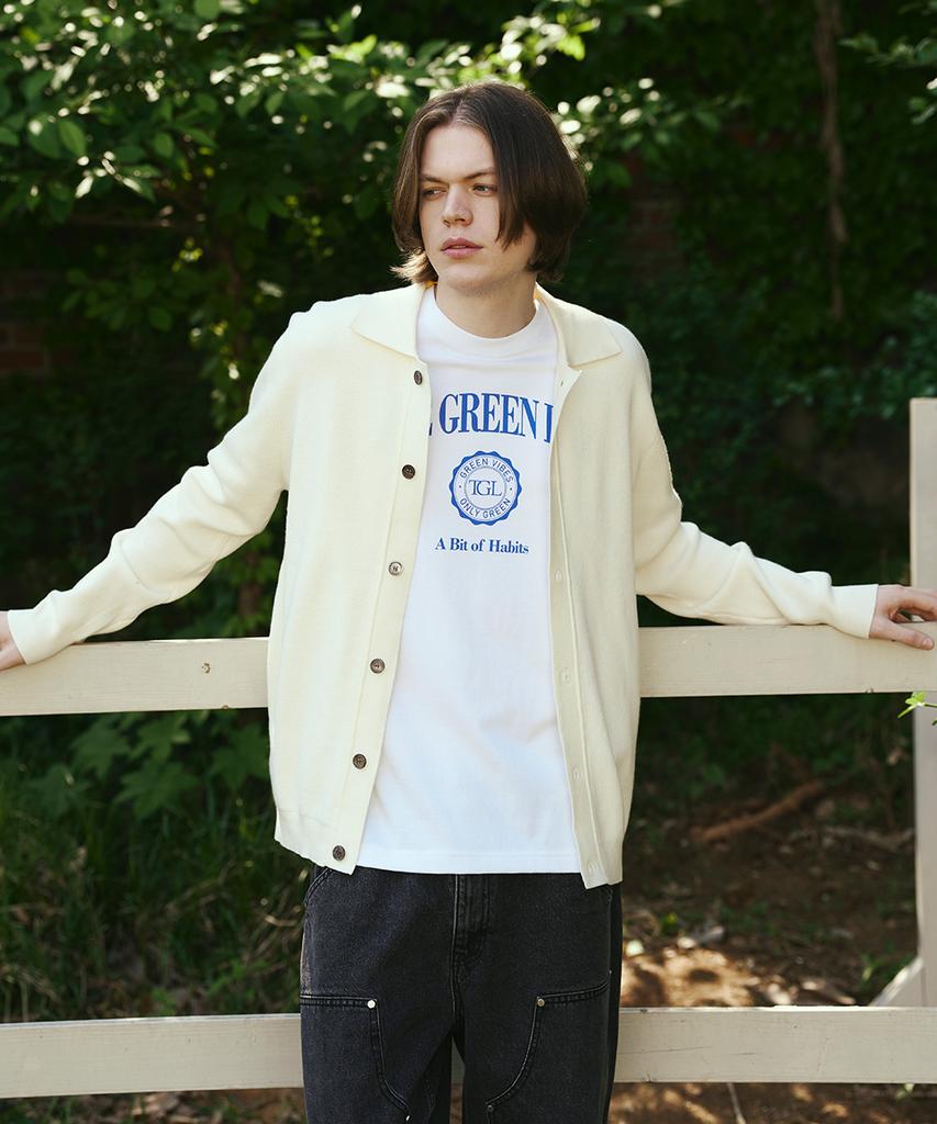 The Green Lab Collared Knit Cardigan [Ivory]
