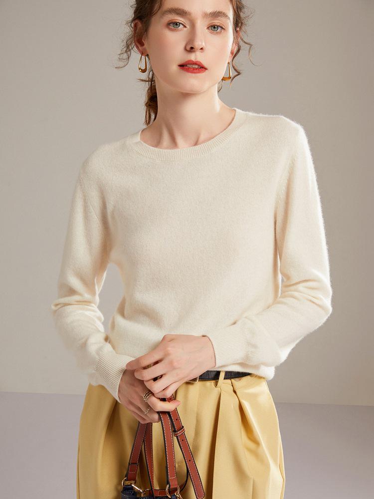2026 Autumn/Winter Women's Classic Round Neck 100% Pure Cashmere Loose Knit Sweater