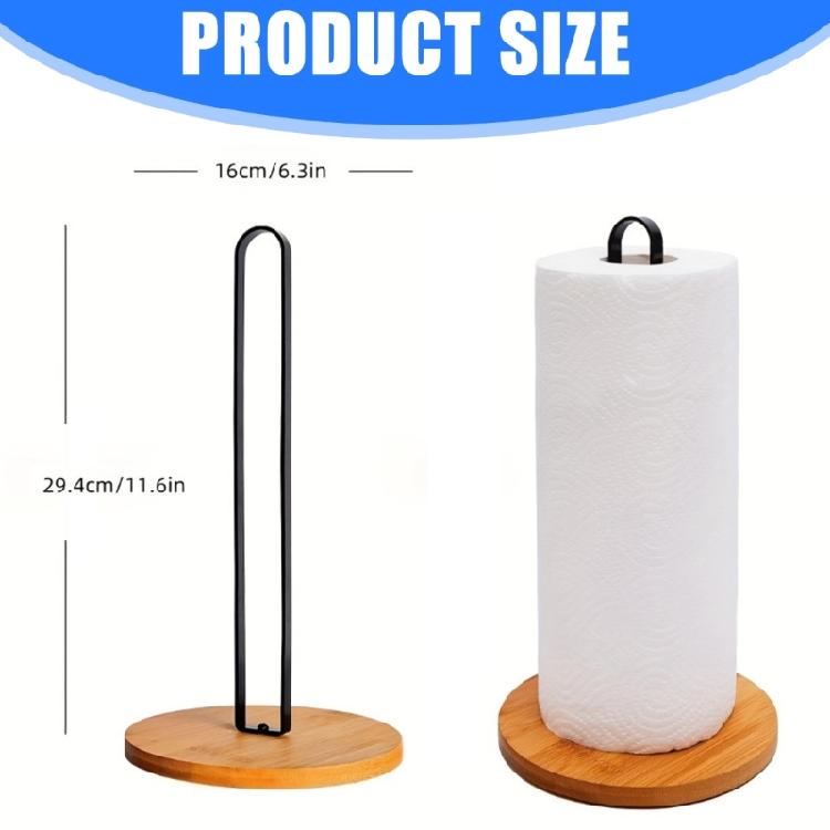 Modern Vertical Paper Towel Holder Detachable Metal Wood Construction Nordic Style Countertop Storage For Kitchen Dining Bathroom
