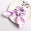 Solid Color  Satins Scrunchie With Bunnies Ears Design Soft Fabric Stretchy Hair Rope Accessories For Women Girls