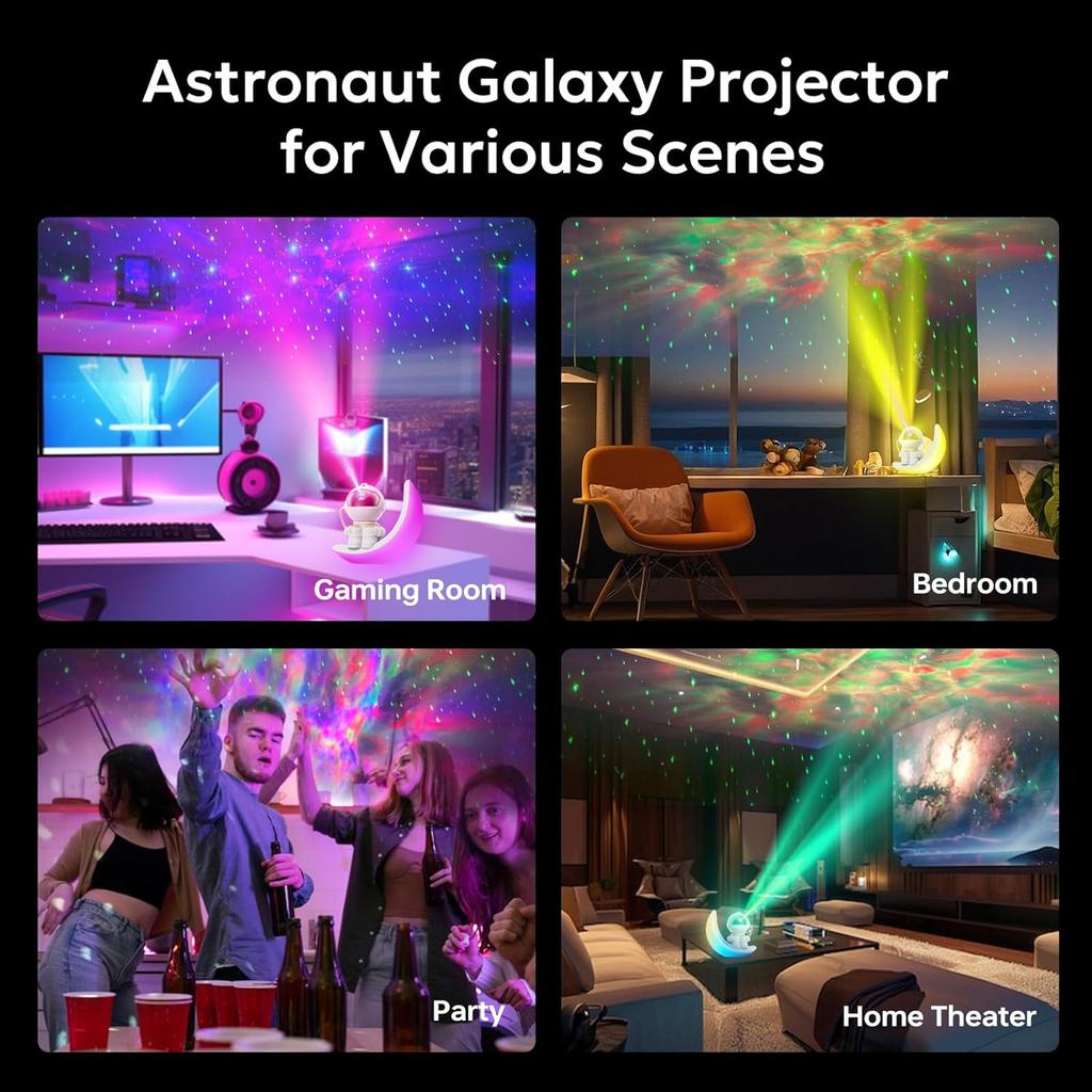 Astronaut Star Galaxy Projector Light Nebula Night Light for Kids Astronaut Space Buddy Projector 20 Nebula Light Ceiling Projector 9 Colors Moon
