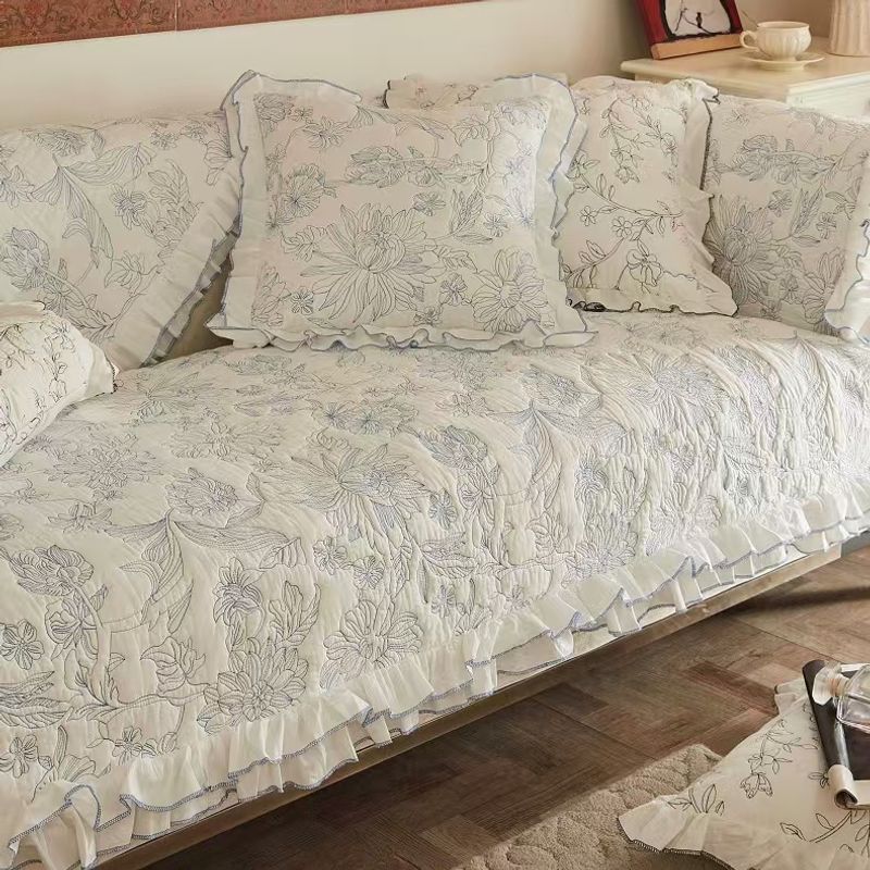 

2025 Новое поступление Французский чистый хлопок Подушка для дивана Круглый год Нейтральная вышитая ткань Чехол на диван Накидка Нескользящая хлопковая ткань Shili Gesang 45*45 pillow case (excluding core)