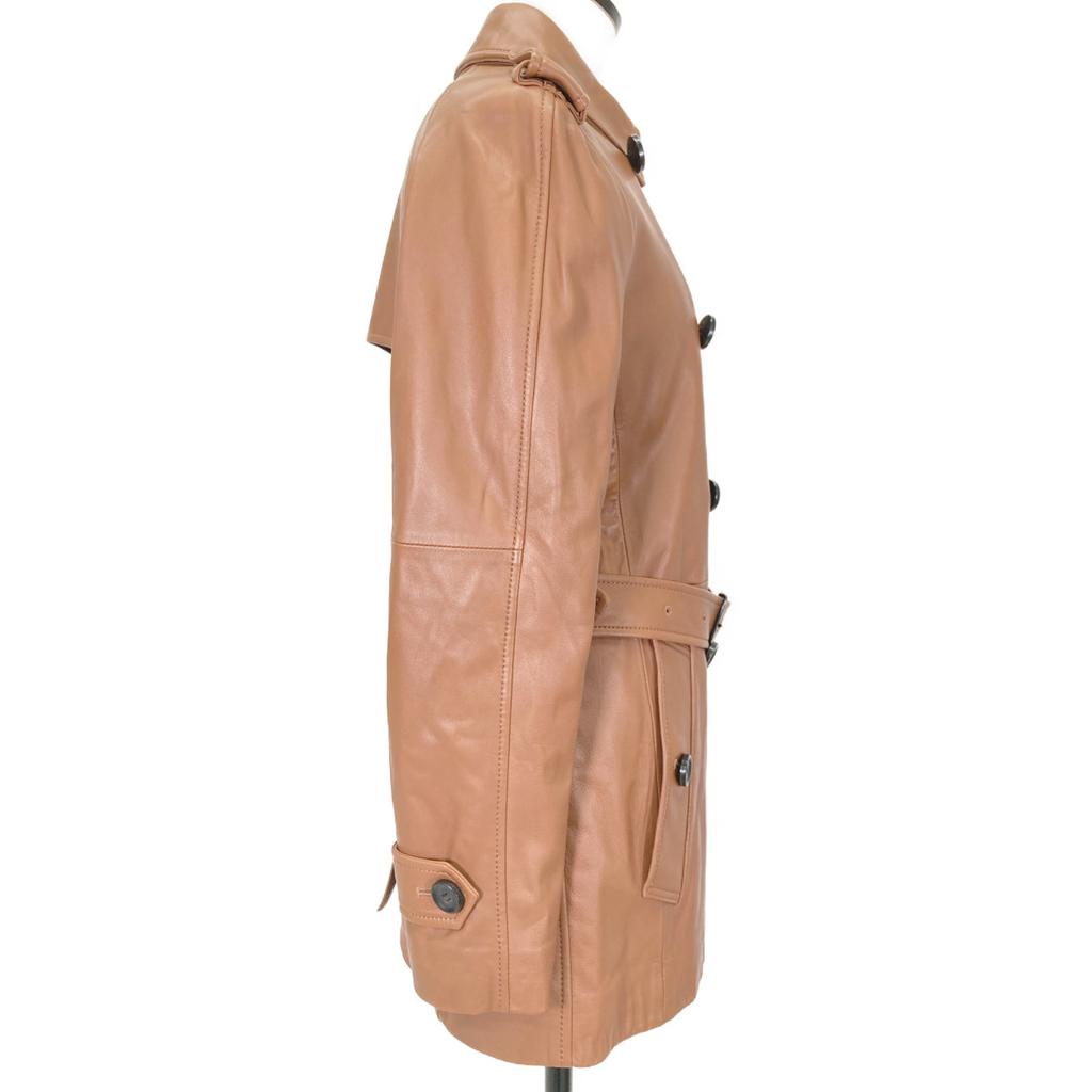 COACH F86434 Brown Lambskin Leather Belted Medium Coat coat XS BrownUsed