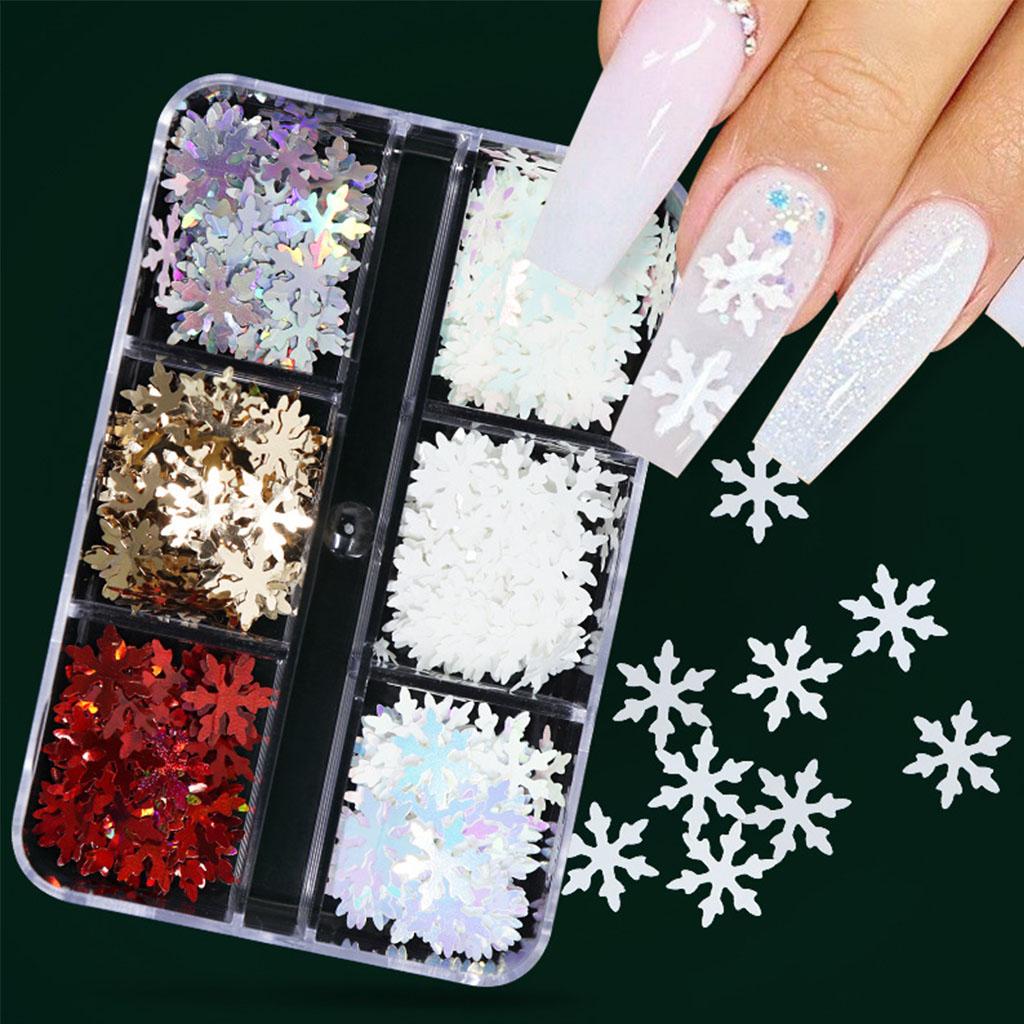 Glitter Snowflake Sequin Snowflakes Nail Art Christmas Nail Sequins Sparkly Snow