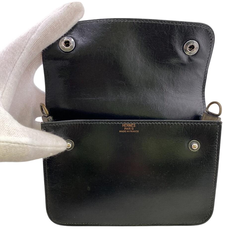 HERMES body bag Sheep leather Pochette black Sheep leather unisex Used