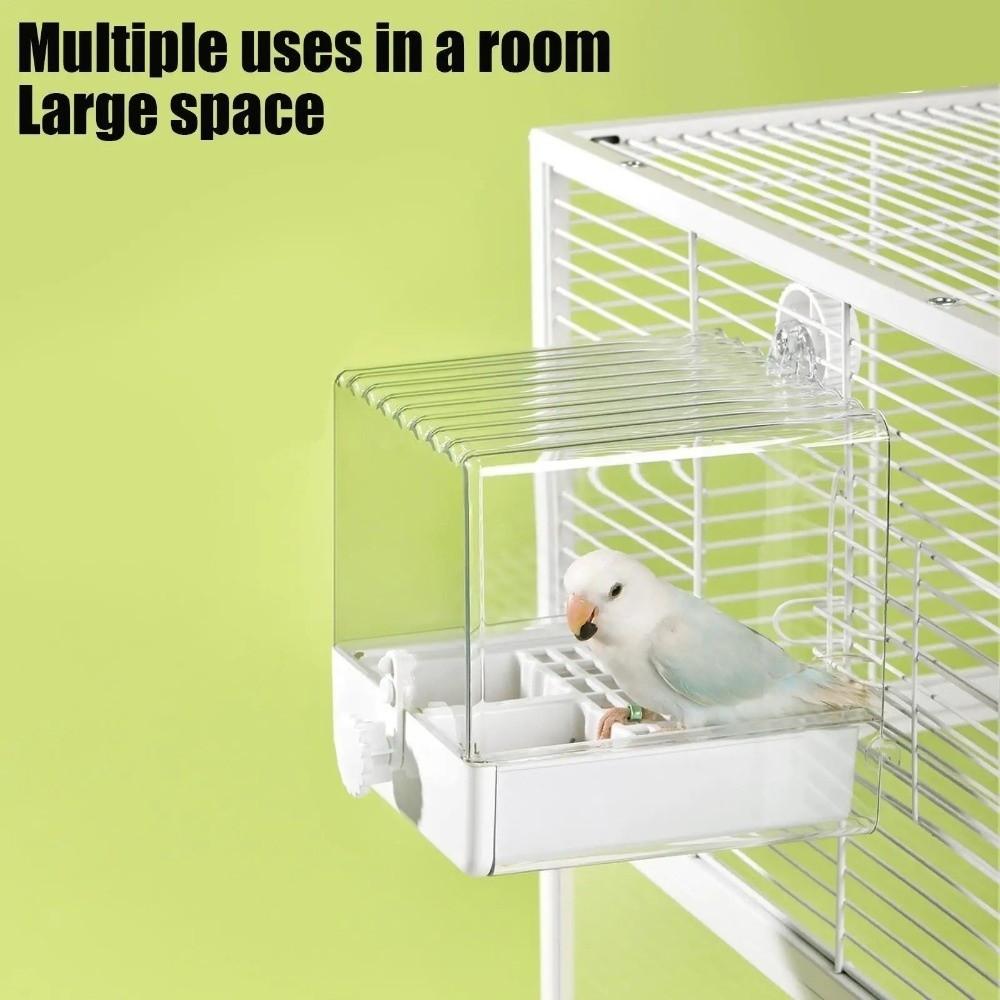 Transparent Parrot Bath Bottom Drawer Multi-functional Birdbath Feeder Food Holder Box Splash Proof Bird Bathtub