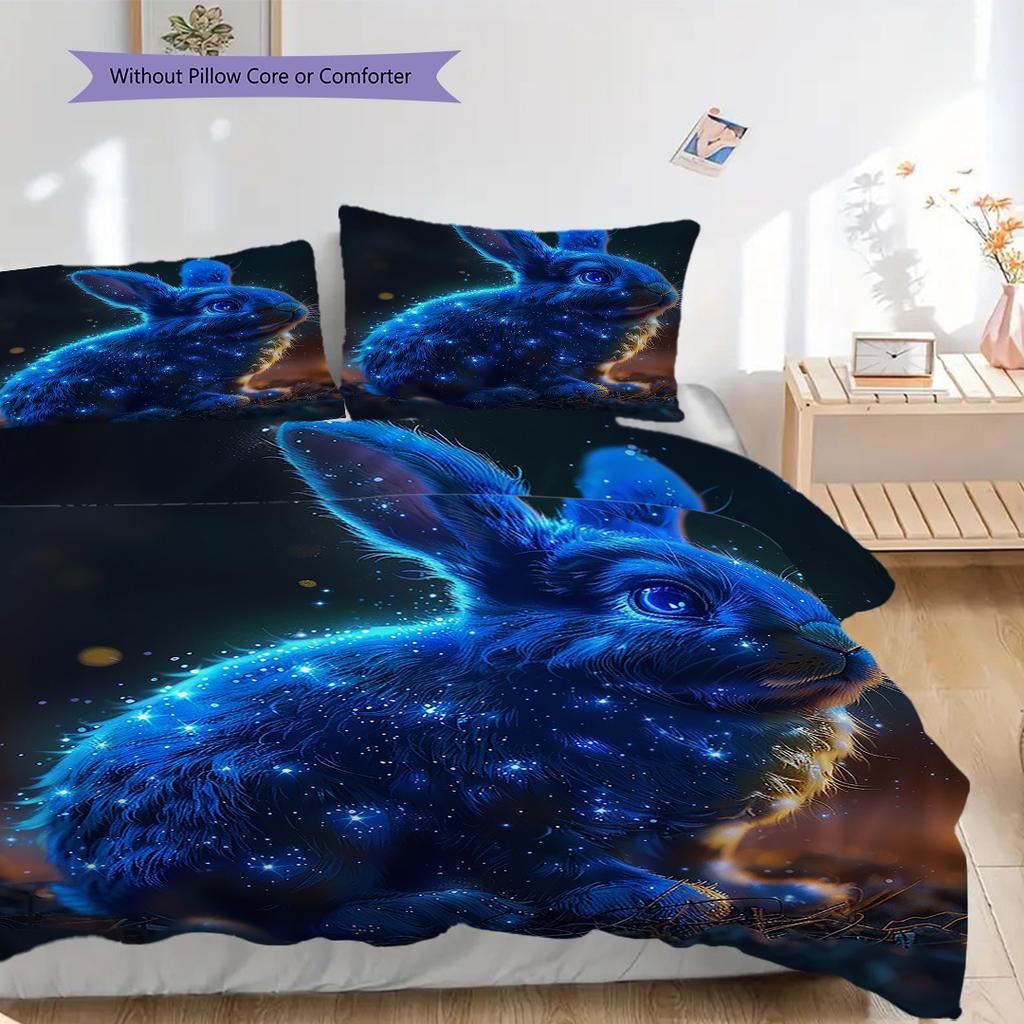Rabbit Pattern Bedding Quilt Set Quilt Cover Pillowcase Home Decoration Birthday Gift (1 * duvet cover + 2 * pillowcase, without core)