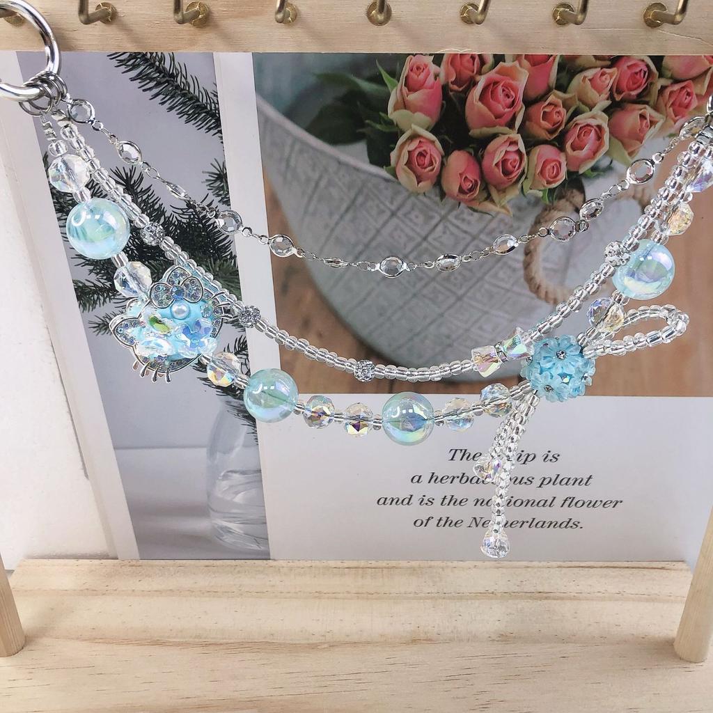 Luxury Beaded High-End Phone Lanyard Cat Wrist Strap Pearl Rhinestone Handmade Bowknot Bracelet Anti-Lost Mobile Phone Chain