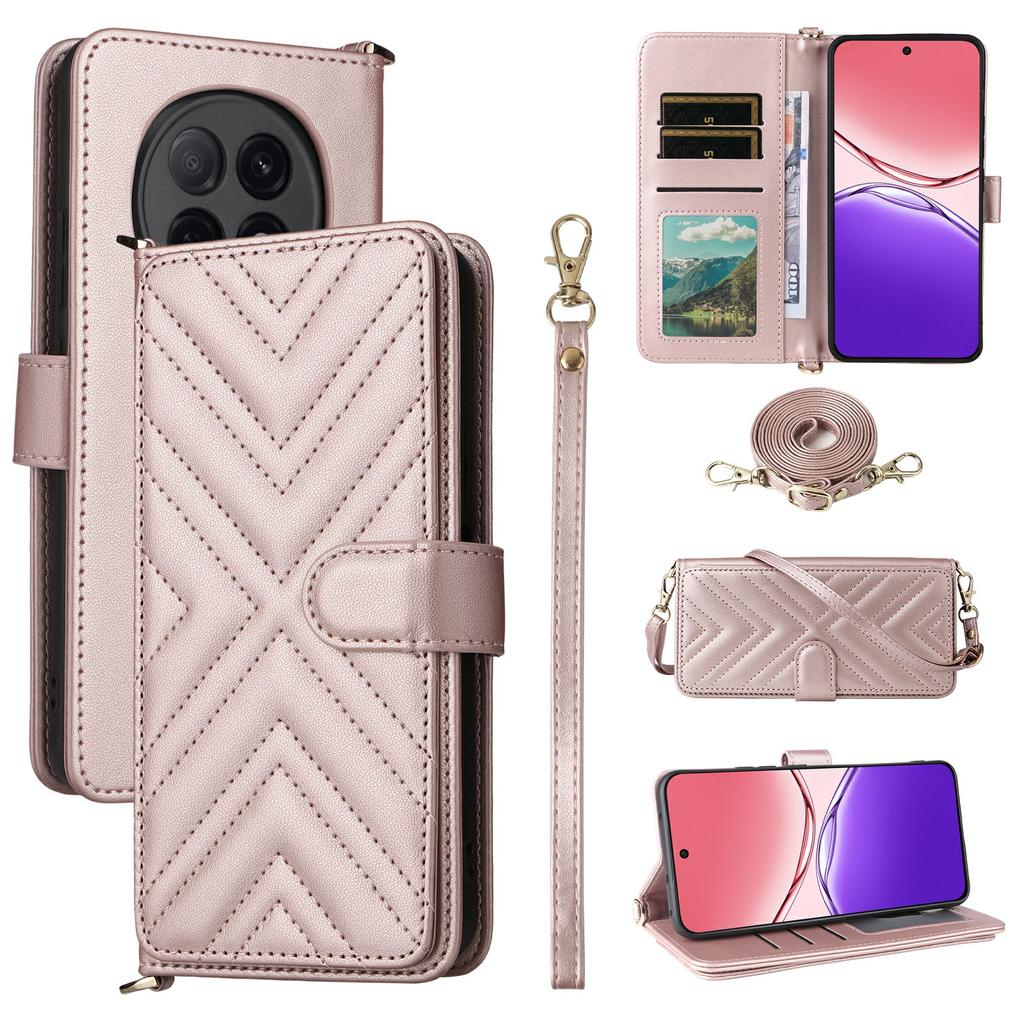 For Oppo F29 Pro 5G (Global)/A5 Pro 5G (China) Wallet Case with Shoulder/Wrist Strap Leather Phone Cover Stand