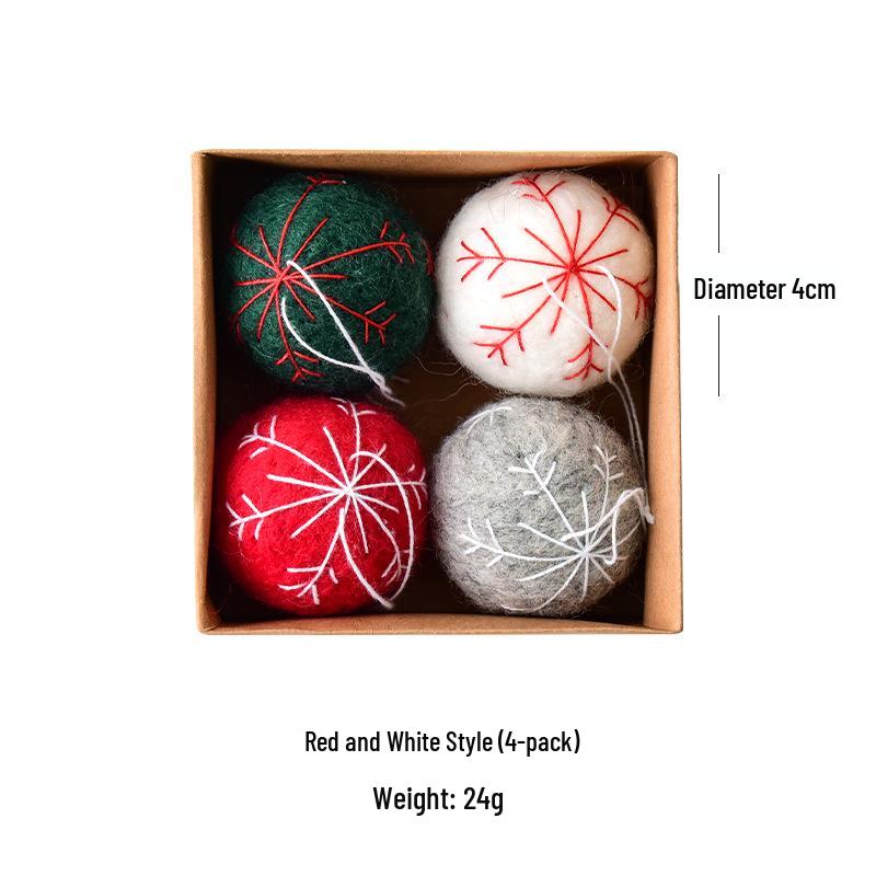 NUCHI Wool Felt Snowflake and Christmas Tree Decoration Balls