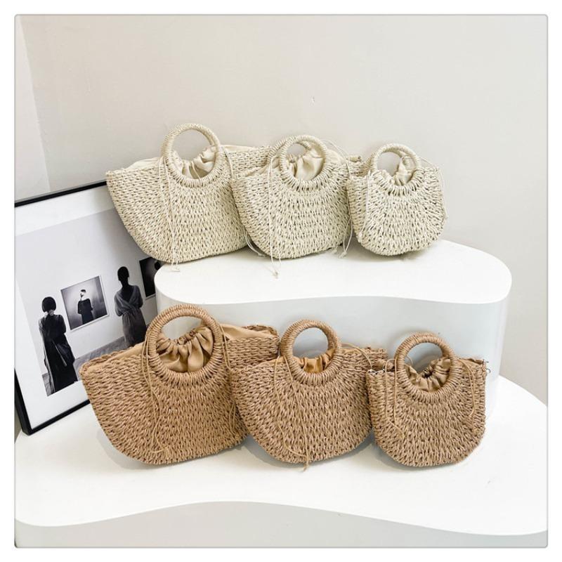 Neue Sommer Strohtasche Gemüsekorb Handtasche Große Kapazität Tragetasche Damen Handgewebte Tasche Urlaub Strandtasche