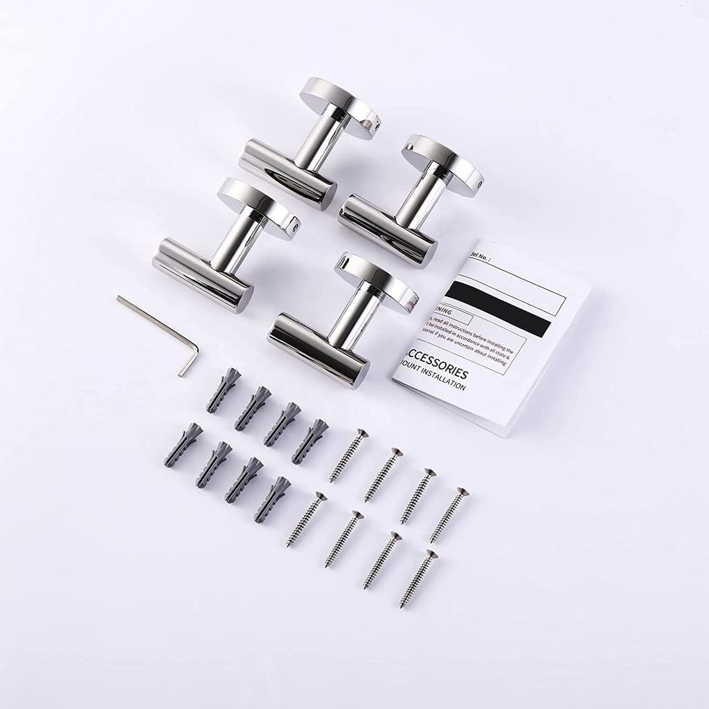 High Quality 4 PCS Set Heavy Duty Decorative Wall Hooks Rustproof Bathroom Towel Hook Stainless Steel Hat Coat Hook