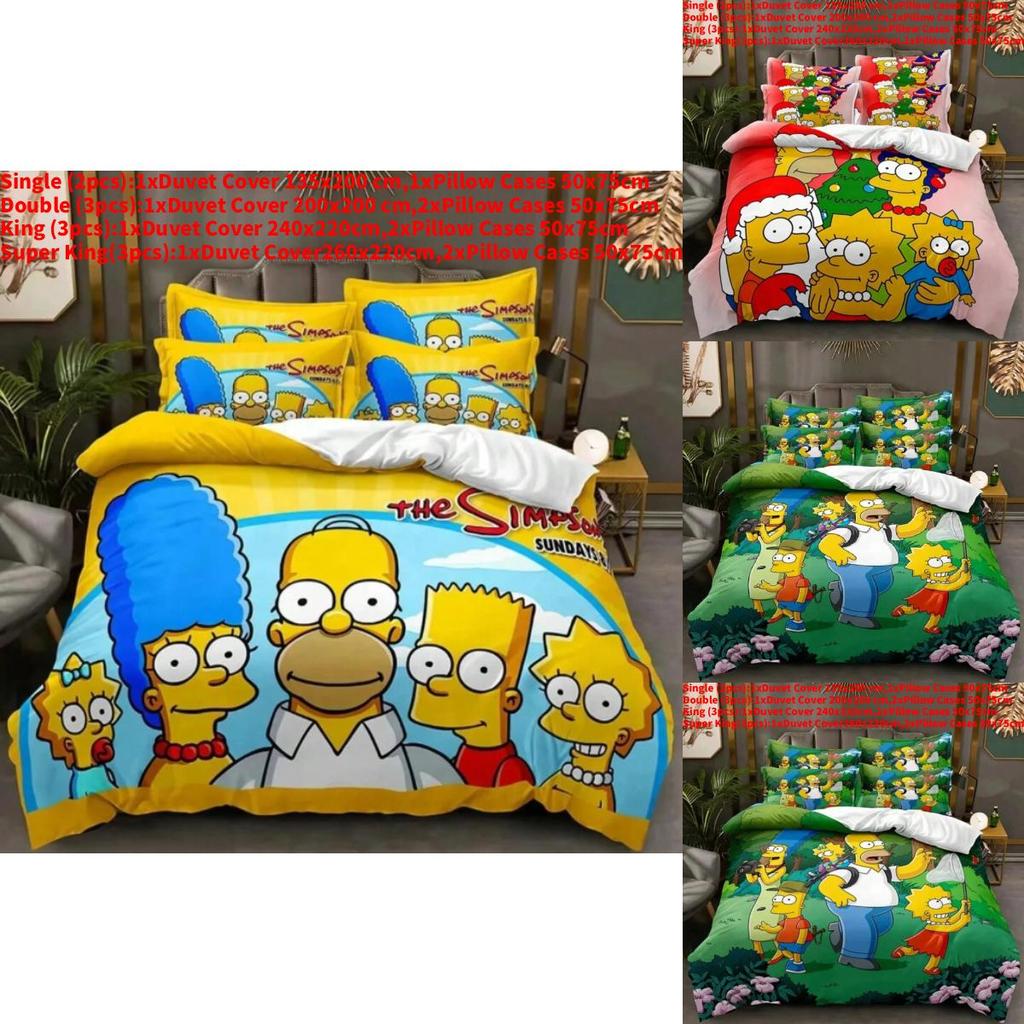 The Simpsons Cartoon Bedding Set With Reactive Dye Printing For Modern Home Decor