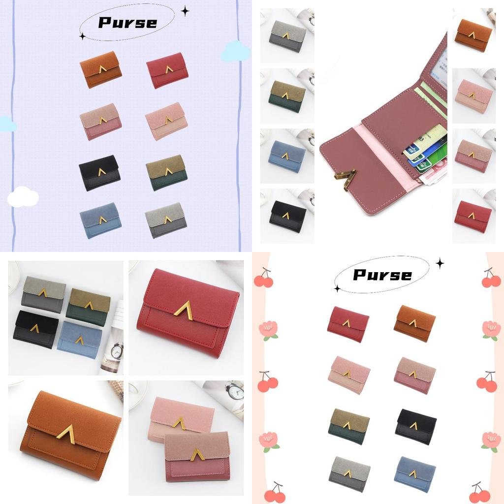 Fashionable Korean-style Women's Wallet With Metal Elements, 2 Folds And Convenient Cover-opening Design