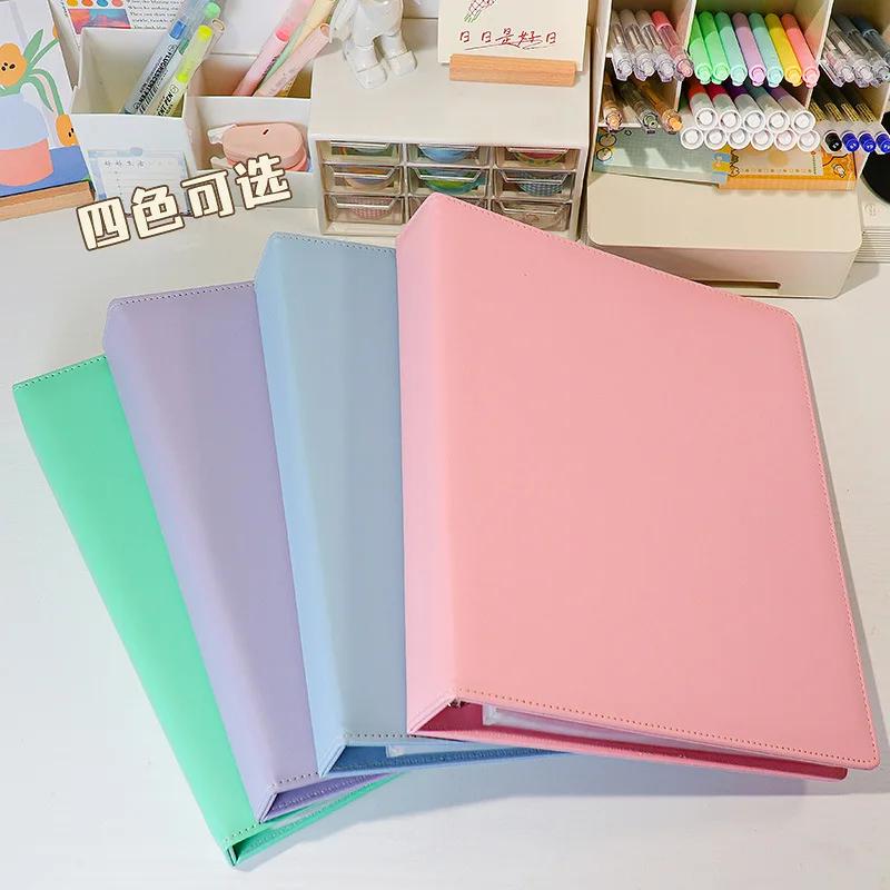 Macaron Binder A4 Kpop Photocard Holder D Ring Large 8/9/10 Grid Photo Card Album PU Leather Korean Idol Postcard Collect Book