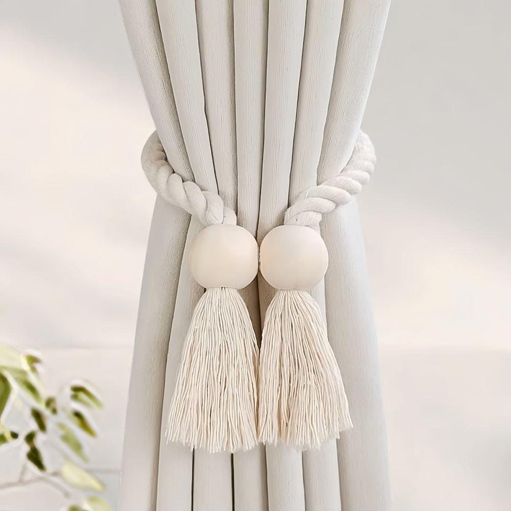 Solid Wood Curtain Tieback Hand-woven Window Curtain Buckles Fashion Curtain Rope Holders  Bedroom
