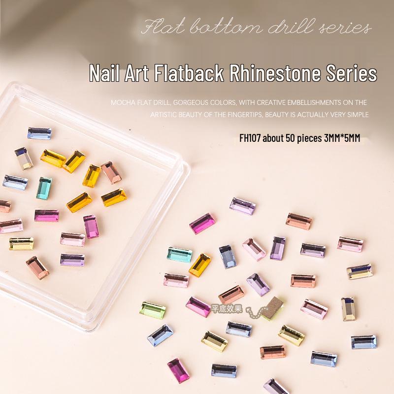 

50-Piece Summer Nail Art: Mixed Shapes & Colors Rhinestones