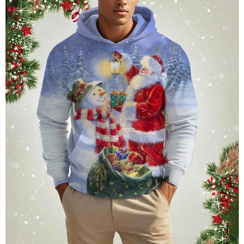 

Смешная рождественская мужская толстовка с капюшоном с 3D-принтом, свитер с капюшоном в стиле Харадзюку, осенняя одежда с Санта-Клаусом, уличная мужская одежда 2XL