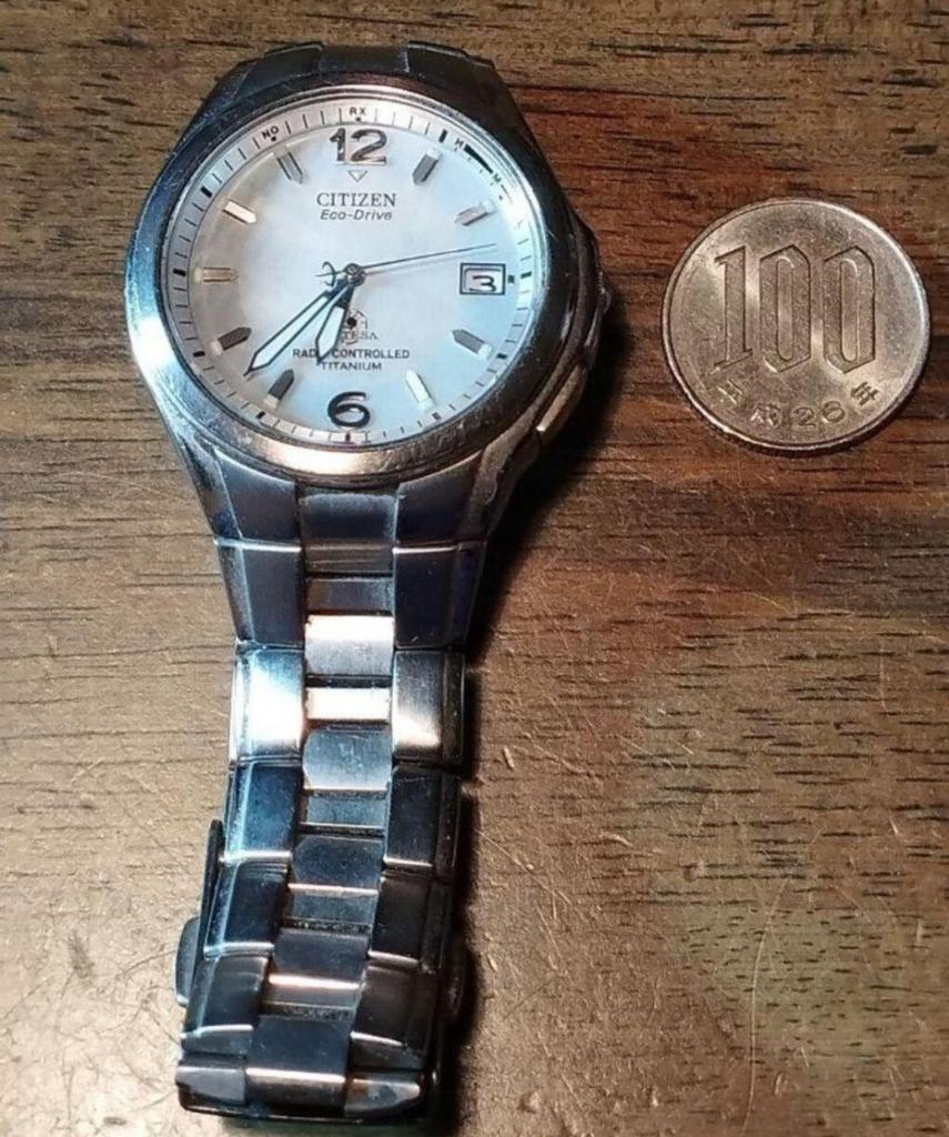 CITIZEN BQ41 Attesa Titanium Solar Watch with Date and Sapphire Crystal Radio-Controlled Display, Mother-of-Pearl Dial