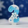 0-9 Numbers Snowflake Birthday Candles, Blue Glitter Style, Children's Girls' Birthday Party, Cake Decoration Candles