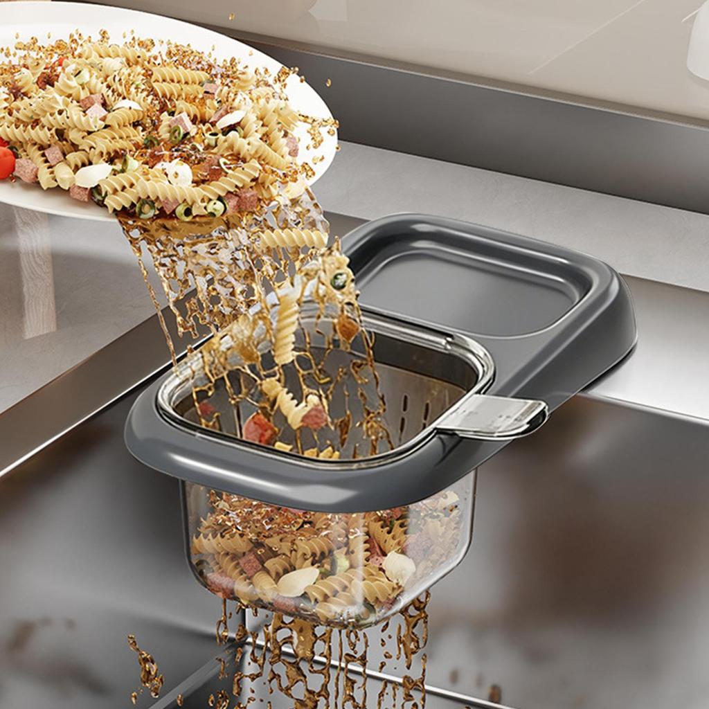 Sink Drain Basket Sink Separator for Leftover Food Scraps Filter Basket with Suction Cup Drain Rack Kitchen Drainage Filter