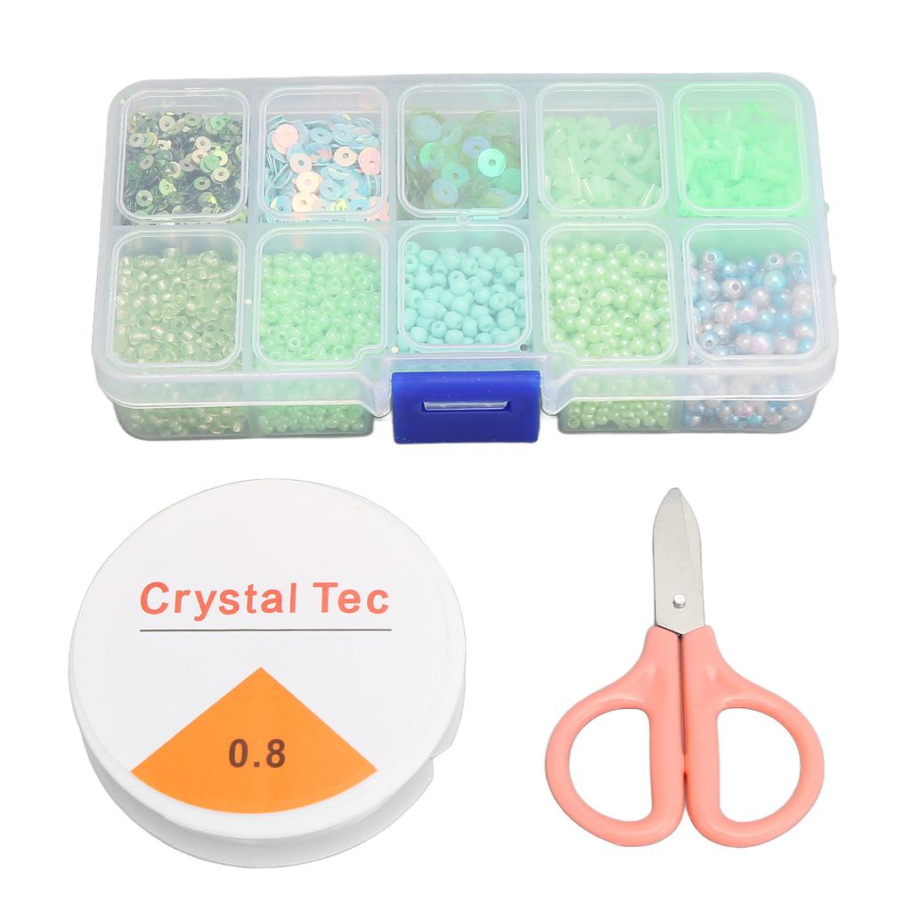 Jewelry Making Beads Set Different Shapes Colors Elastic Thread Scissors DIY Bracelet Necklace Accessories