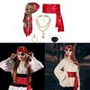 Captain Pirate Costume Pirate Bandana Sash Necklace Earrings Pirate Costume Accessories Set Halloween Cosplay Costumes