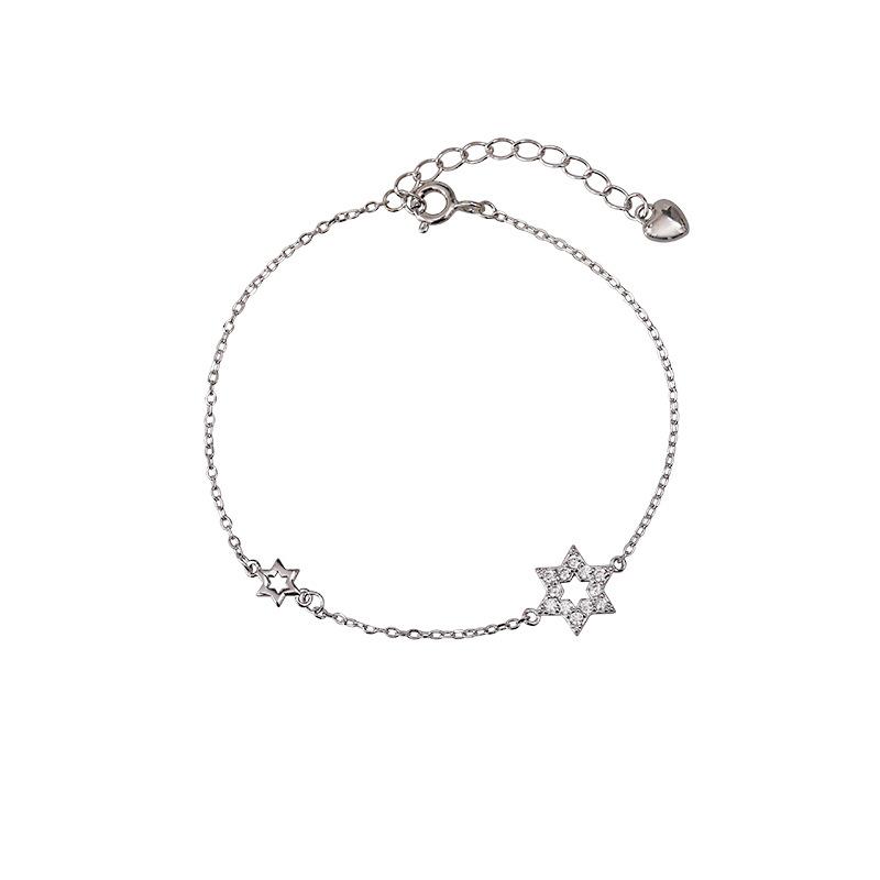 Βραχιόλι 925 Silver Star Fashion Κορεάτικο Διπλό Βραχιόλι Κρυστάλλινο Αστέρι με πέντε άκρες