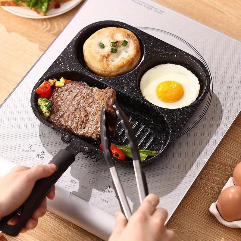 3-In-1 Breakfast Extra Thick Frying Pan Home Egg Pan Flat Bottom Skillet Steak Eggs Hamburger Non-Stick Pan