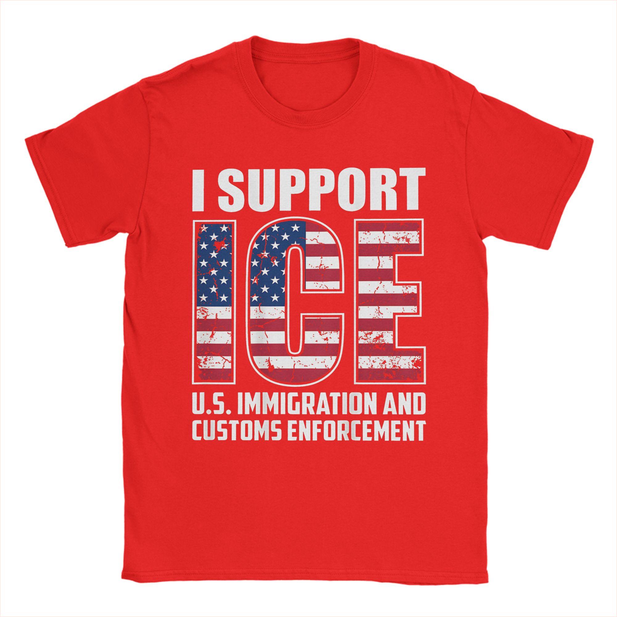 

Vintage I support ICE us immigration and customs enforceUnisext TShirt Unisex Round Neck Cotton T Shirts Short Sleeve Tee Shirt S