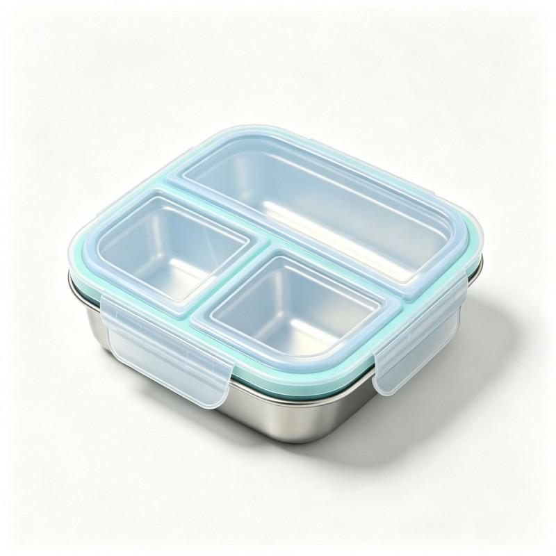 304 Stainless Steel Divided Meal Plate 3-Compartment Square Portion Control Dish Adults Kids Diet Food