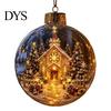 Reusable Party Ornaments 250th Anniversary USA Christmas Ornament, Light Up Plastic Clear Ball Hanging Decoration with Garden Wall Bell Train