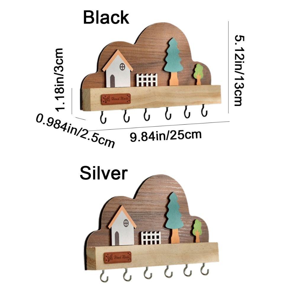 No-Drill Key Storage Hanging Hook Solid Wood Coat Rack Practical Door Wall Hook  Home Decor