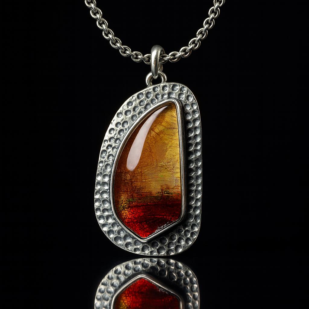 Natural Opal Pendant 45 ct Multicolor Fancy Cut 925 Sterling Silver October Birthday Birthstone