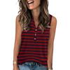 Women's Casual Fashion Summer Print Tank Top V-neck Sleeveless Button Up Top