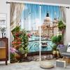 2pcs 3D Balcony Beach Landscape Curtain Window Treatment For Bedroom Living Room Kitchen Study Room Home Decor Free Shipping
