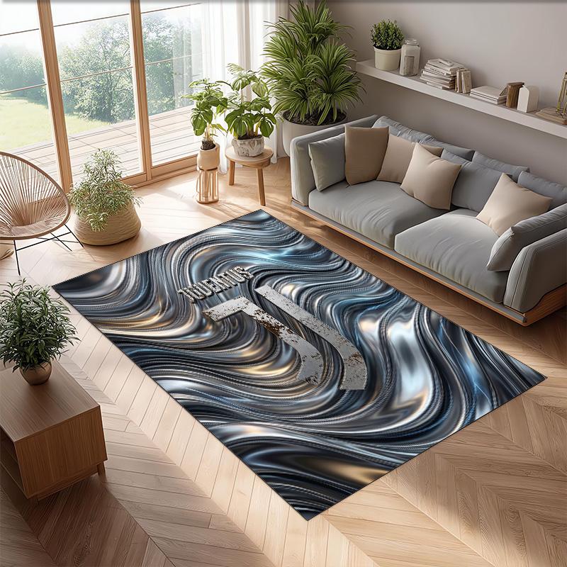Juventus FC Printed Flannel Area Rug Non Slip Soft Polyester Floor Carpet Indoor Decor Mat for Bedroom Living Room Sofa