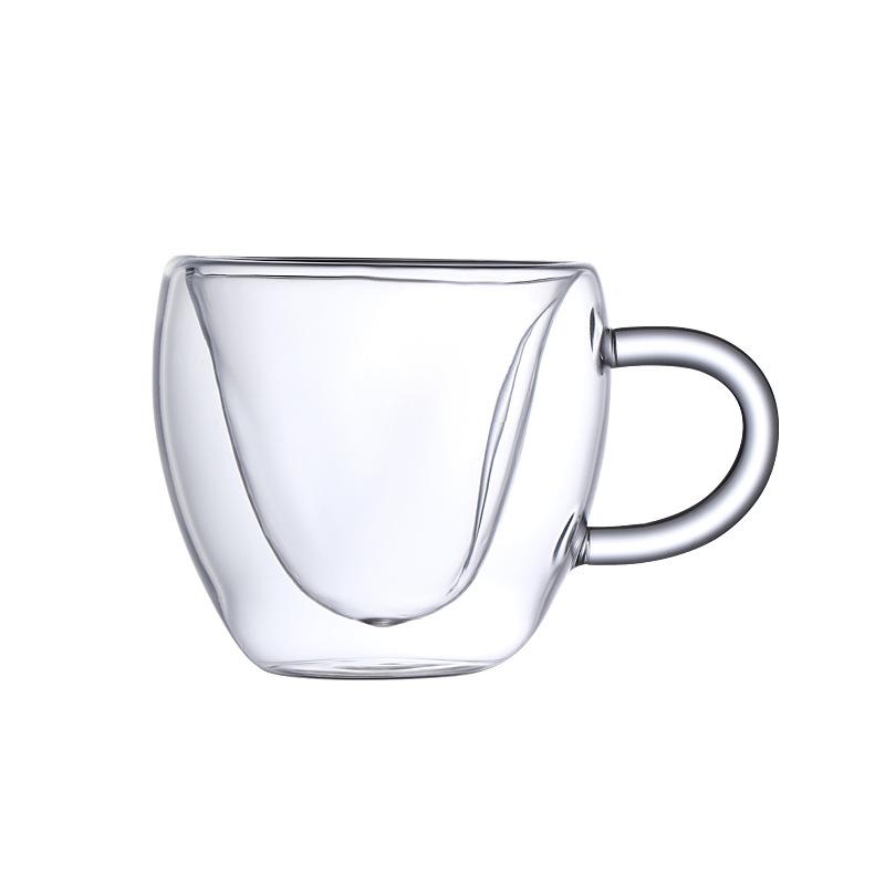 

1pc High temperature resistant cup with gift high value coffee cup couple creative love double layer glass with handle 170ML