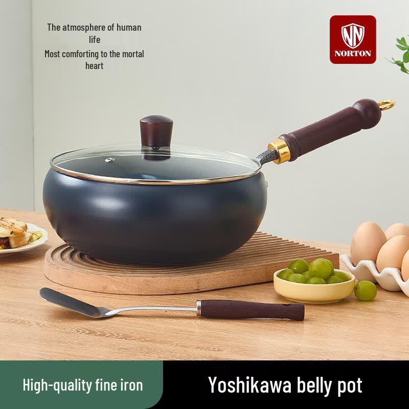 NORTON Refined Iron Flat-Bottom Wok