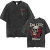 Rose Skull Run Little Mouse Vintage Washed T Shirt Mens Gothic Classic Short Sleeve Tshirts Yk Man Harajuku Clothing Tshirt