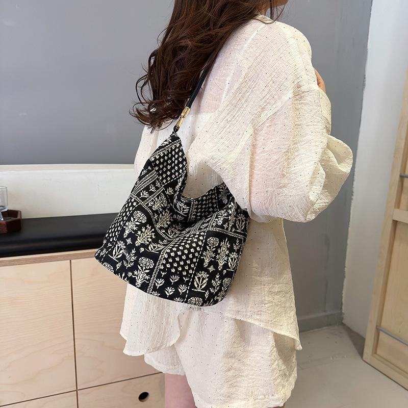 Tooxika New Large Capacity Floral Fabric Handbag New Chinese Style All-match Simple Fashion Small Fresh Shoulder Bag