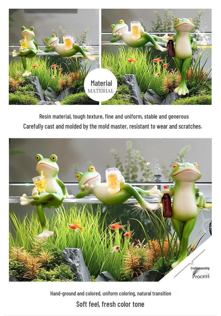 Frog Resin Flower Pot Ornament for Garden & Fish Tank Decor